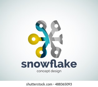 Vector Christmas snowflake logo template, abstract business icon