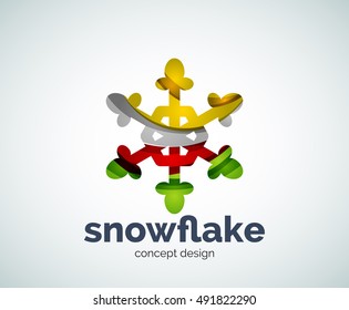 Vector Christmas snowflake logo template, abstract business icon