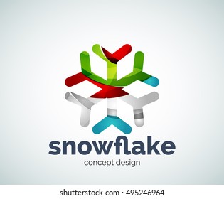 Vector Christmas snowflake logo template, abstract business icon