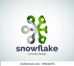 Vector Christmas snowflake logo template, abstract business icon