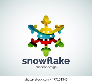 Vector Christmas snowflake logo template, abstract business icon