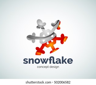 Vector Christmas snowflake logo template, abstract business icon