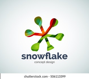 Vector Christmas snowflake logo template, abstract business icon