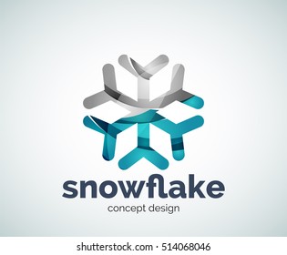 Vector Christmas snowflake logo template, abstract business icon