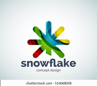 Vector Christmas snowflake logo template, abstract business icon