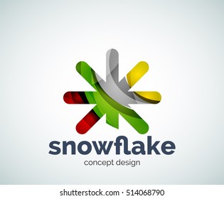 Vector Christmas snowflake logo template, abstract business icon