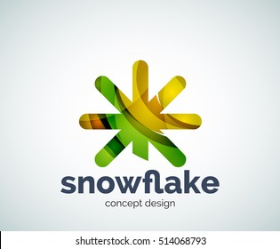 Vector Christmas snowflake logo template, abstract business icon