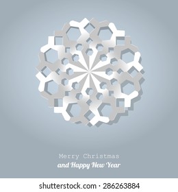 vector christmas snowflake paper on light blue background