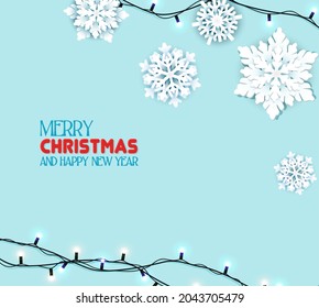 Vector Christmas snowflakes and lights banner decorative elements.