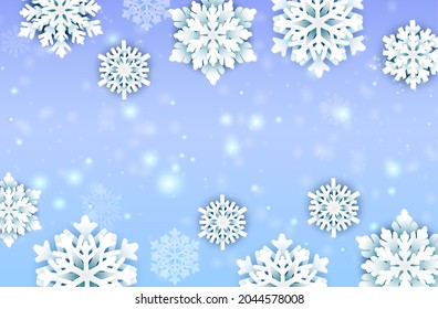 Vector Christmas snowflakes and lights banner decorative elements.