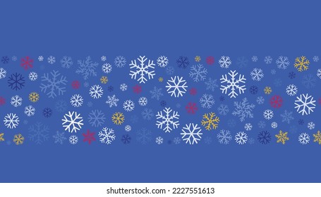 Vector of Christmas snowflakes on blue background for winter season.