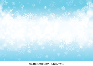 Vector of Christmas snowflakes on blue background for winter season.