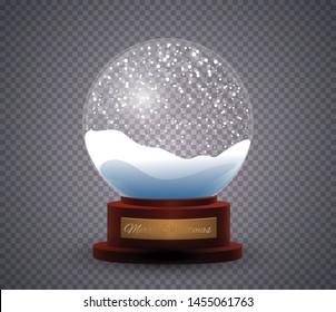 Vector christmas snowglobe isolated.  Snow globe ball, Christmas concept. Vector illustration