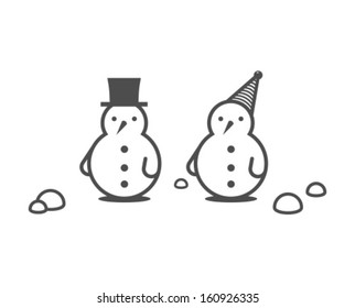 Vector Christmas Snowman Icon Symbol Set