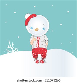 Vector Christmas Snowman in red pants