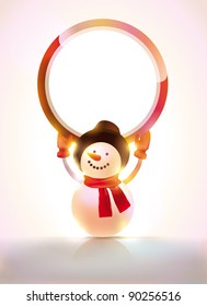 Vector christmas snowman with a sign