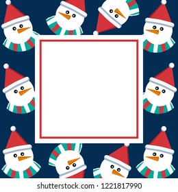 Vector Christmas snowmen. Snowmen on a blue background. Greeting card.