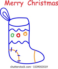 Vector Christmas sock flat design.Vector illustration.