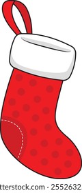 Vector Christmas sock on white background. Santa sock drawing for Christmas.