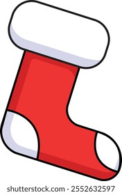 Vector Christmas sock on white background. Santa sock drawing for Christmas.