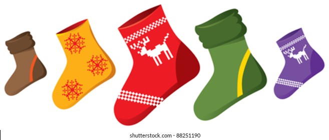Vector Christmas Socks of different colors