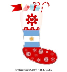 Vector Christmas socks with the flag of Argentina