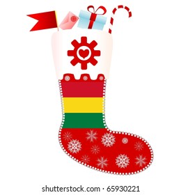Vector Christmas socks with the flag of Bolivia