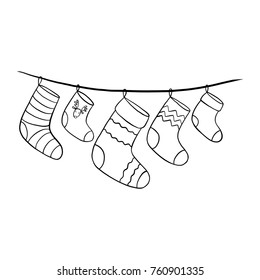 vector Christmas socks, hand drawn vector illustration