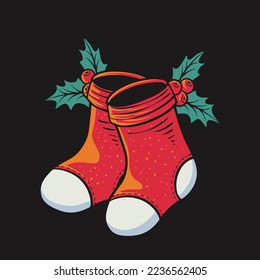 Vector christmas socks Retro Illustration