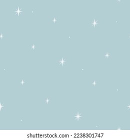 Vektor-Weihnachten Sparkling Eiskristalle auf pastellblauem, nahtlosem Musterhintergrund. Perfekt für Stoff-, Scrapbooking- und Innenausbauprojekte.