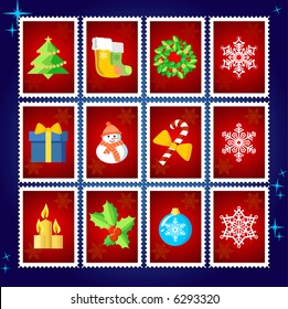 Vector Christmas Stamp Collection / red set