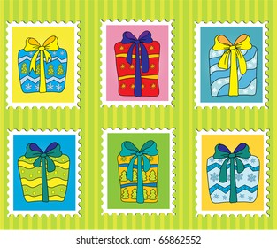 Vector Christmas Stamps Collection
