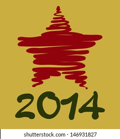 Vector Christmas star and New Year decorations, hand-painted
