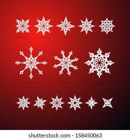 Vector Christmas Star Set on Red Background 