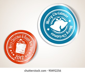 Vector christmas stickers - blue and red