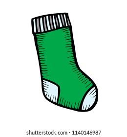 Vector of Christmas Stocking. Hand drawn Illustration.