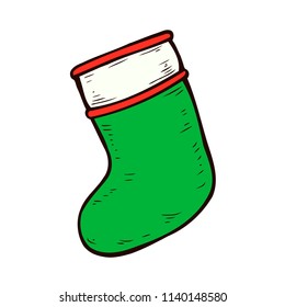 Vector of Christmas Stocking. Hand drawn Illustration.