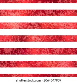 Vector Christmas Striped Red Gold Seamless Pattern. Brillante lámina festiva que repite textura con líneas blancas. Ramas abstractas de impresión metálica para papel digital, fondo, envoltura, papel tapiz