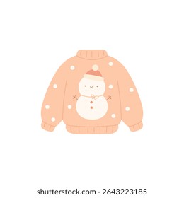 suéter de natal vetorial com bonitinho de neve e impressão pontilhada para camisas de rim ou campanhas de inverno aconchegante
