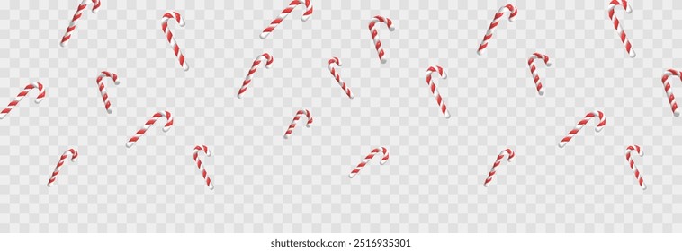 Vector Christmas sweet canes png. Christmas sweet canes falling from above png. Candy cane, red striped cane. Christmas background.