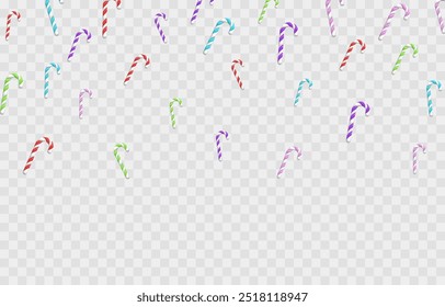 Vector Christmas sweet canes png. Christmas sweet canes falling from above png. Candy cane, red striped cane. Christmas background.