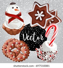Vector Christmas Sweets Illustration Set