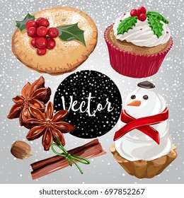 Vector Christmas Sweets Illustration Set