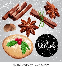 Vector Christmas Sweets Illustration Set