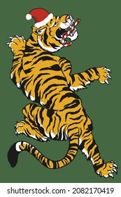 vector christmas tiger with cany