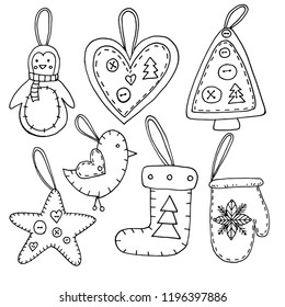 Vector Christmas toys 
contour of different shapes