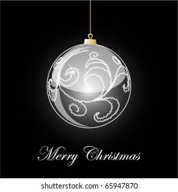 Vector Christmas transparent ball on black background