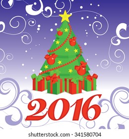 vector christmas tree 2016