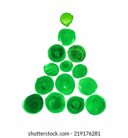 Vector christmas tree. Abstract watercolor illustration. Holiday symbol.