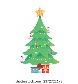 Vector de árbol de Navidad Art Deco Ilustración retro Aislada